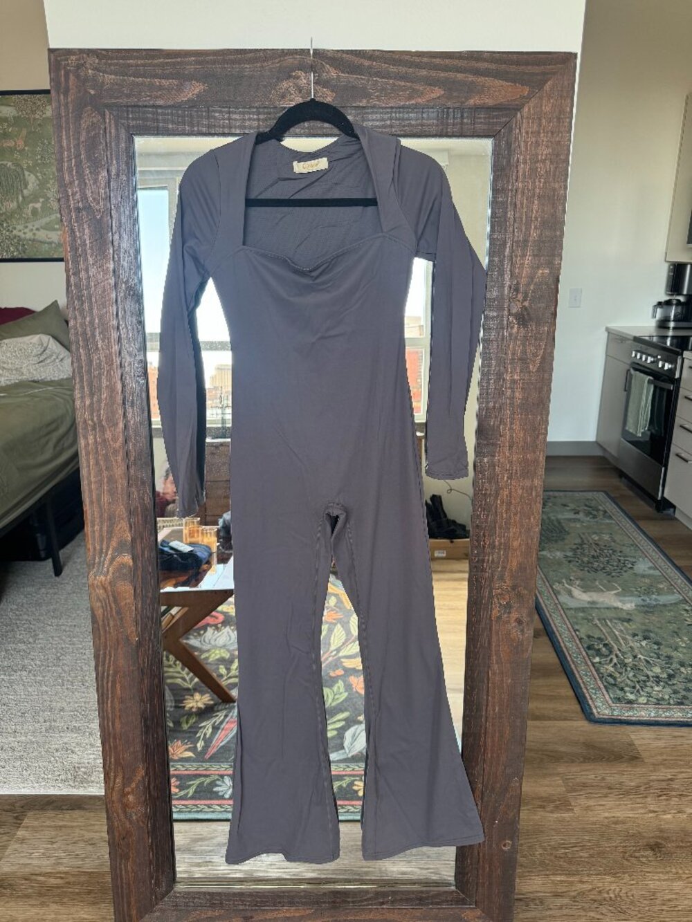 QINSEN Jumpsuits for Women Square Neck Wide Leg Full Length Romper Playsuit